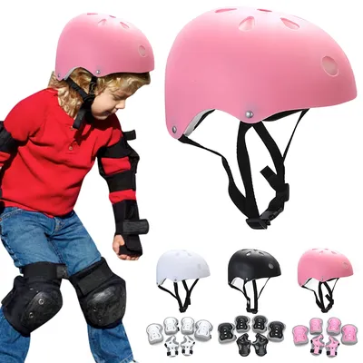 7Pcs/Set Kids Knee Pads and Elbow Pads Guards Protective Gear Set Safety Gear for Roller Skates