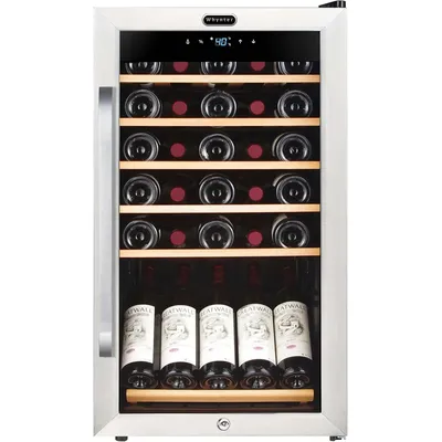 NEW FWC-341TS 34 Bottle Freestanding Stainless Steel Wine Refrigerator with Display Shelf and