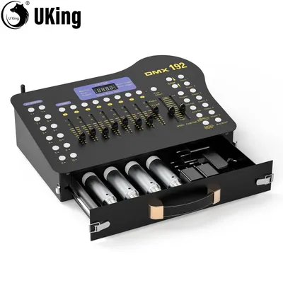U'King Wireless DMX 512 Console&MIDI Operator 192 Channel Light Controller with Drawer Transmitter&4 Rechargeable Receivers