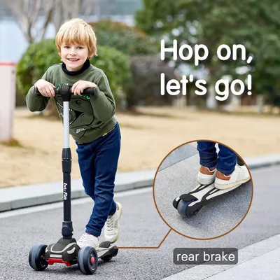 Scooter for Kids Ages 3-12 Years with 3 Wheel LED Lights, Extra-Wide Childrens Foldable Kick Scooter