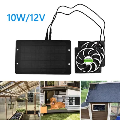 30W 12V Solar Exhaust Fan Air Extractor 12cm Mini Ventilator Solar Panel Dual Cooling Fan for Dog