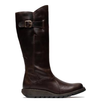 Fly London Damen MOL 2 Kniehohe Stiefel aus Leder mit Keilabsatz und Reißverschluss, Braun