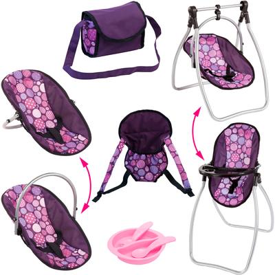 Puppen Accessoires-Set BAYER "Vario lila/rosa" Puppenausstattungen lila/rosa kreise Kinder mit multifunktionalem Sitz