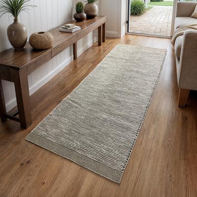 Wollteppich "Anisa", beige (creme, grau), B:80cm H:10mm L:250cm, Wolle, MYFLAIR MÖBEL & ACCESSOIRES, Teppiche, Wendeteppich, meliert, reine Wolle, handgewebt, Wohnzimmer Image