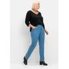 Stretch-Jeans SHEEGO "Große Größen", Damen, Gr. 27, Kurzgrößen, blau (blau denim), Obermaterial: 75% Baumwolle, 24% Polyester, 1% Elasthan, unifarben, casual, lang, Jeans, im 5-Pocket-Stil