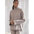 Sweater ELBSAND, Damen, Gr. 48/50, grau (taupe), Feinstrick, Strick, Obermaterial: 50% Viskose (LENZING ECOVERO), 28% Polyester, 22% Polyamid, meliert, casual, bequem hüftlang, Langarm, Sweatshirts, Rollkragenpullover aus hochwertigem Strick,...