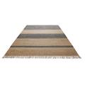 Teppich GREEN LOOOP "Vante GL-82308", braun (anthrazit braun,anthrazit braun), B:130cm H:4mm L:190cm, Jute, Teppiche, Naturfaser Teppich aus 80% Jute 20% Baumwolle, mit Fransen, Wohnzimmer