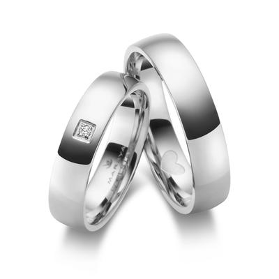 Partnerring MARRYA "Edelstahl Ringe Trauringe Eheringe Partnerringe" Gr. 70, silber (herren ring, silber), Fingerringe, 