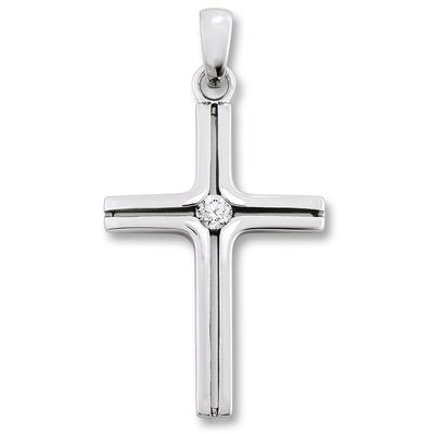 Ketten-Anhänger ONE ELEMENT "Zirkonia Kreuz Anhänger aus 925 Silber", silber, Schmuckanhänger, Damen, Silber 925 (Sterli