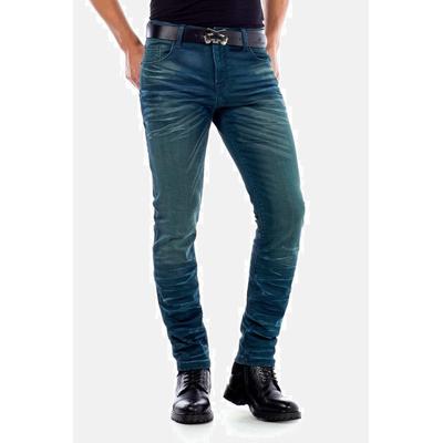 Slim-fit-Jeans CIPO & BAXX "Jeans", Herren, Gr. 30, Länge 32, grün, 98% Baumwolle;2% Elasthan, unifarben, Basic, slim fit lang, Jeans, im 5-Pocket Style, CD-492 Image
