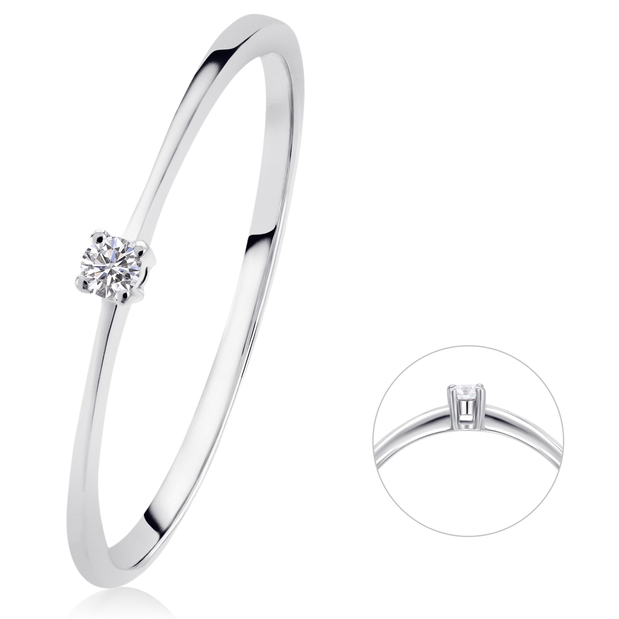 Diamantring ONE ELEMENT "0,03 ct Diamant Brillant Ring aus 585 Weißgold" Gr. 50, silber, Fingerringe, Damen, 50,mit Diamant, Diamanten Weißgold 585, Diamanten, Weißgold 585, Damen Gold Schmuck Image