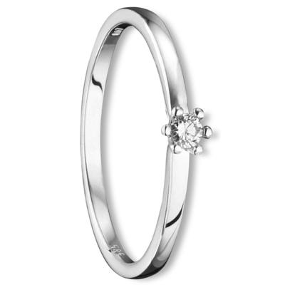 Diamantring ONE ELEMENT "0.07 ct Diamant Brillant Ring aus 585 Weißgold" Gr. 58, silber, Fingerringe, Damen, 58,mit Diam