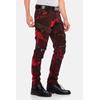 Straight-Jeans CIPO & BAXX "Jeans", Herren, Gr. 32, Länge 34, rot (burgundy), 98% Baumwolle;2% Elasthan, bedruckt, Basic, figurumspielend lang, Jeans, mit Biker- und Punk-Elementen, CD558