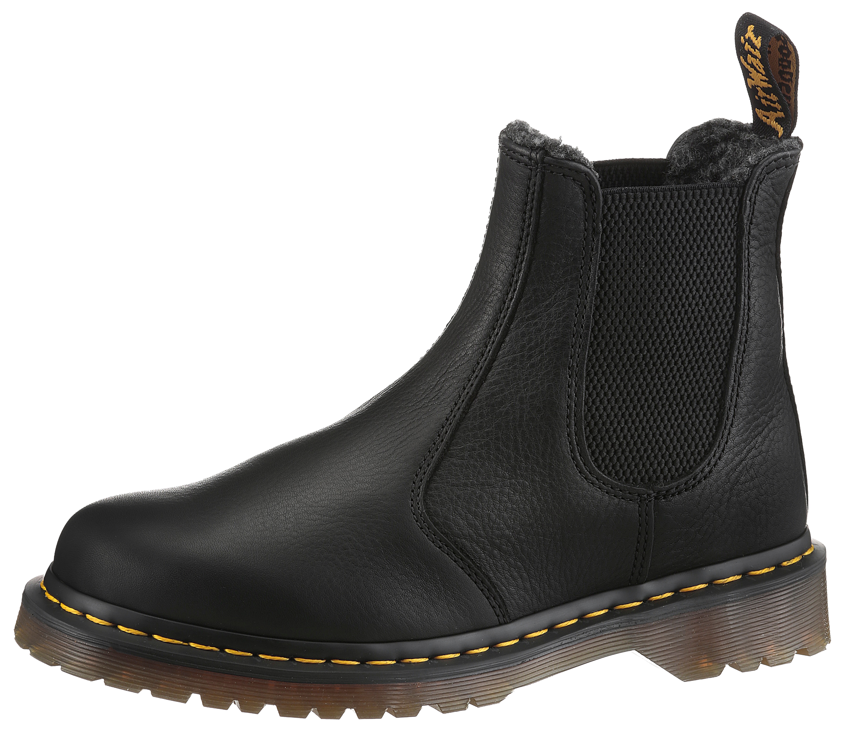 Winterboots DR. MARTENS "2976", Herren, Gr. 46, schwarz, Leder, unifarben, klassisch, Schuhe, Schlupfstiefel, Winterstiefel, Stiefelette mit Stretcheinsätzen