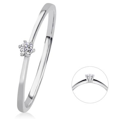 Diamantring ONE ELEMENT "0,05 ct Diamant Brillant Ring aus 585 Weißgold" Gr. 52, silber, Fingerringe, Damen, 52,mit Diamant, Weißgold 585-Diamanten, Weißgold 585, Diamanten, Damen Gold Schmuck Image