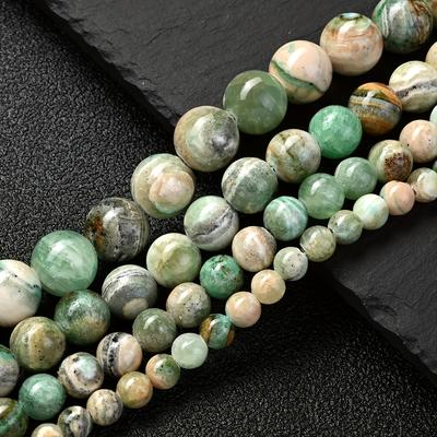 TEMU Green Natural Stone Beads For Jewelry Making Round Loose Spacer Beads Diy Bracelet Necklace Handcrafts Accessories 6/8/10/12mm Image