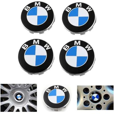 Set mit 4 blauen Nabenabdeckungen, kompatibel mit BMW-Radnaben-ABS-Autozubehör – 56 mm