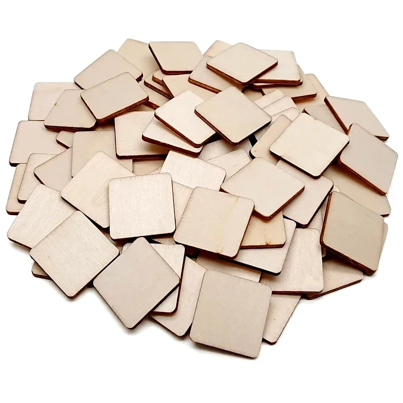 Tranches carrées en bois inachevé de 4cm, 100 pièces, pièces en bois inachevé, découpes carrées vierges pour bricolage, peinture artisanale, coloration