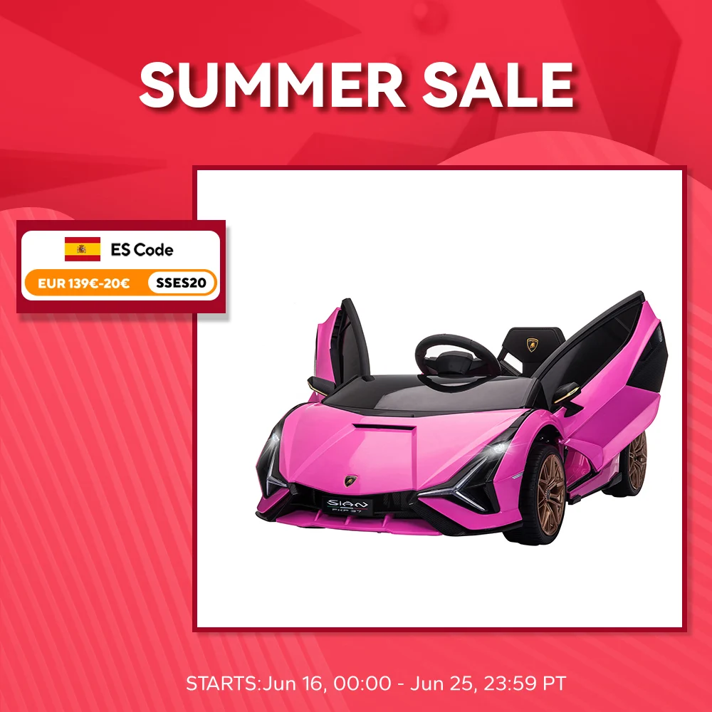 Homcom Lamborghini Sian 12V Voiture électrique pour enfants +3 ans Télécommande Ouverture de porte Musique Mp3 108X62X40 cm