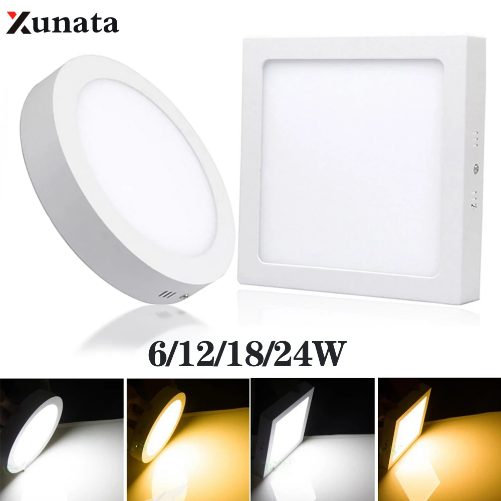 Platz/Runde 3CM Ultra-dünne Led-deckenleuchte IP65 Wasserdichte LED-Panel Lampe Moderne Spotlight Home Bad beleuchtung 6W 12W 24W