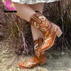 Cowgirl Frauen Western Stiefel Mode Stickerei spitzen Zehen klobigen Absatz Komfort Block ziehen auf Vintage Damen Frauen Cowboy Schuhe