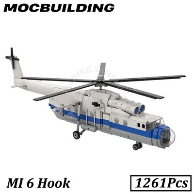 Mig 6 Haken schweren Transport Hubschrauber Moc Bausteine Ziegel DIY Display Bau Spielzeug Image