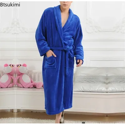 2025 herbst Winter Paar Flanell Roben Nachtwäsche Verdickt Korallen Fleece Warme Nachthemd Nachtwäsche Lose Hause Kleid Lounge Tragen Image