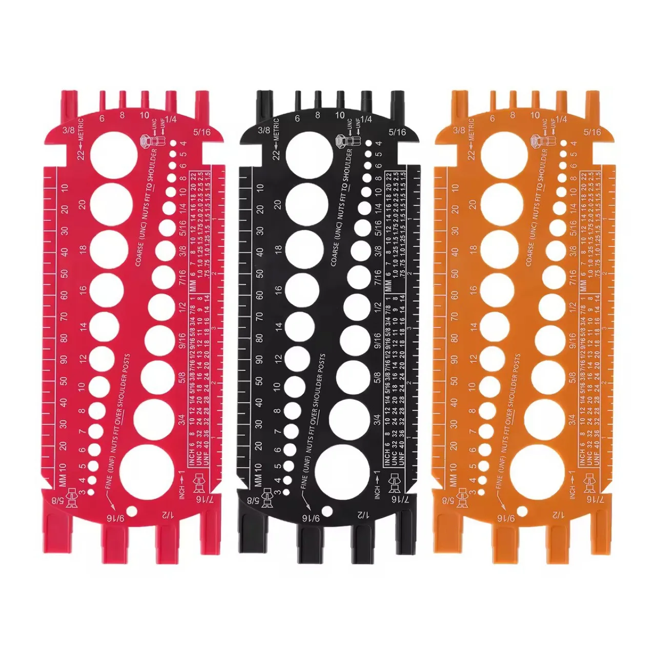 Mutternlehre, Schraubengröße, Messlineal, elektrische Bohrmaschine, Bohrmessgerät zur Identifizierung von Schrauben und Muttern, Bohrwerkzeug Image