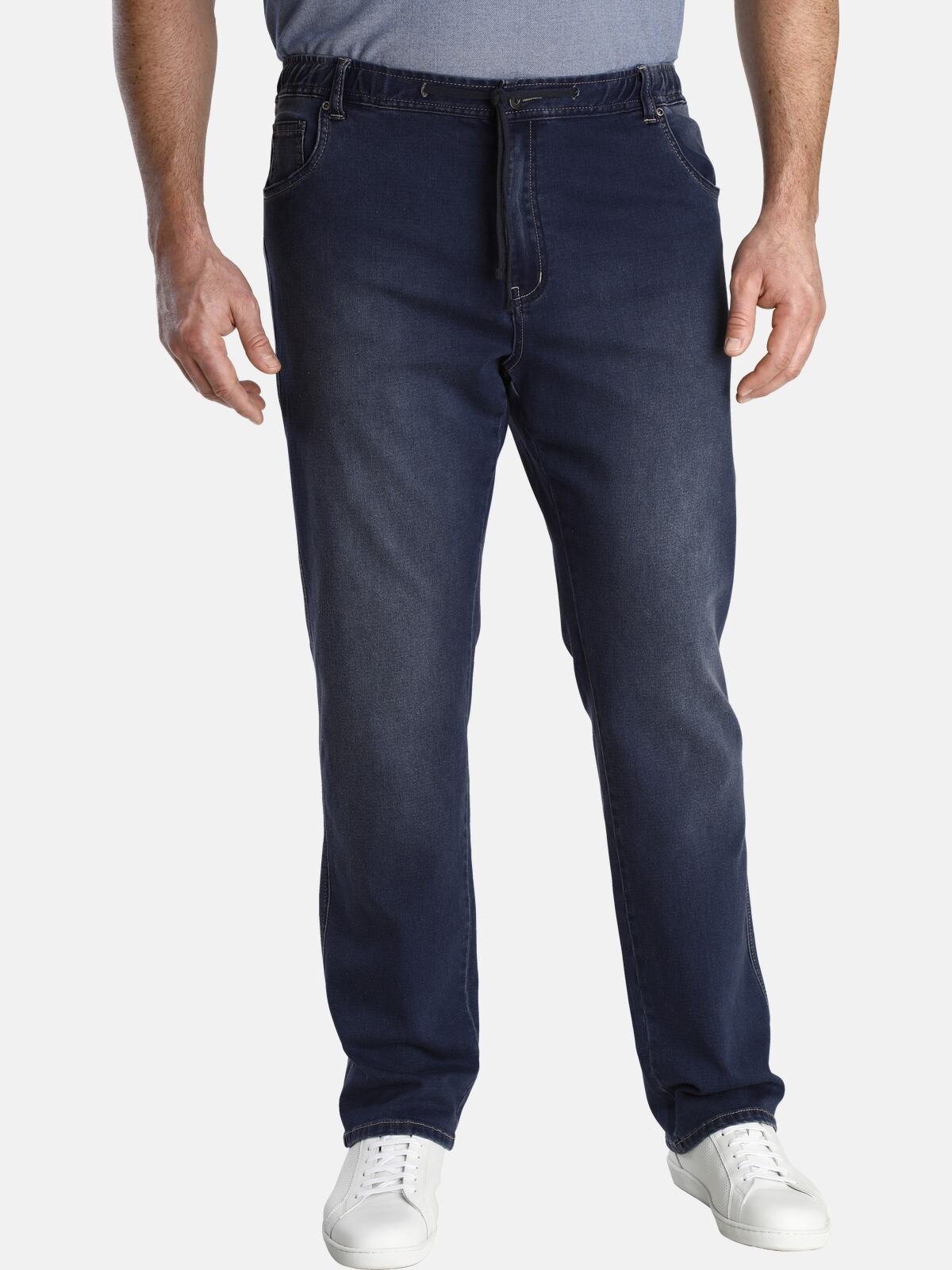 Dehnbund-Jeans CHARLES COLBY "Jeans BARON KEYLAN", Herren, Gr. 54, N-Gr, blau (dunkelblau), Obermaterial: 65% Baumwolle CO. 33% Polyester COOLMAX PES(Coolmax). 2% Elasthan EL., Hosen