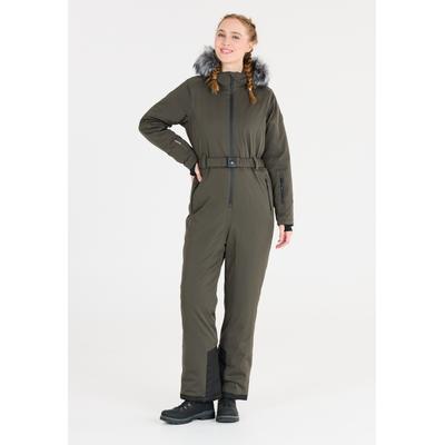 Skianzug WHISTLER "Courtney", Damen, Gr. 42, grau (dunkelgrau), 94% Polyester, 6% Elasthan, unifarben, casual, Sportanzüge, mit wind- und wasserdichtem Funktionsmaterial