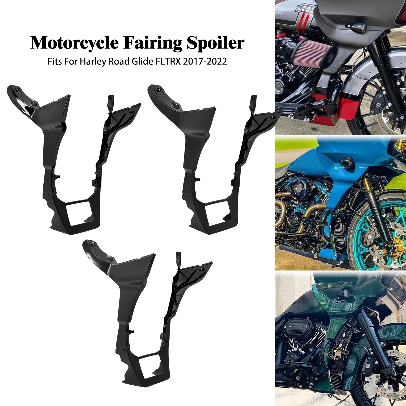 Motorrad Schwarz Verkleidung Spoiler Abdeckung Für Harley Touring CVO Road Glide Special Limited Ultra FLTRU FLTRK FLTRX FLTRXS 17-2024 Image