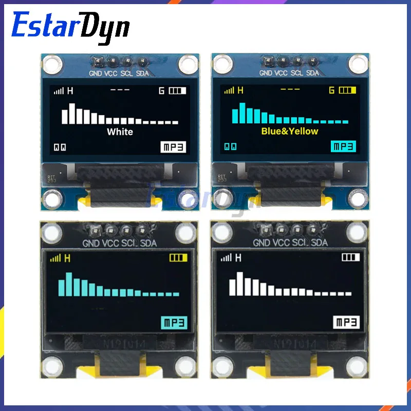 Estardyn 0,96 Zoll OLED SSD1306 Weiß/Blau/Gelb 128X64 IIC I2C Serielles Anzeigemodul 12864 LCD-Bildschirmplatine für Arduino Image