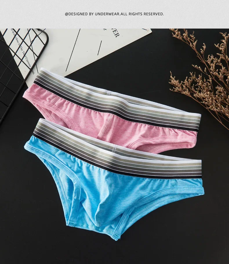 Einfacher Herren-Bikini, hautfreundliche Baumwolle, atmungsaktiv, Schweißabsorption, bequem, Mankini, niedrige Taille, Ausbuchtungsbeutel, Hüftlift-Slip Image