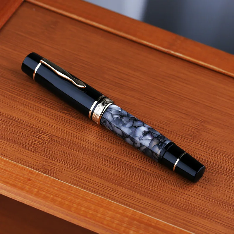 MAJOHN P139 Orangefarbener Füllfederhalter mit großem Kolben, Nr. 8, F/M-Feder, harte Gummizunge, komplett aus Kupfer strukturierter Schreib-Geschenkstift Image