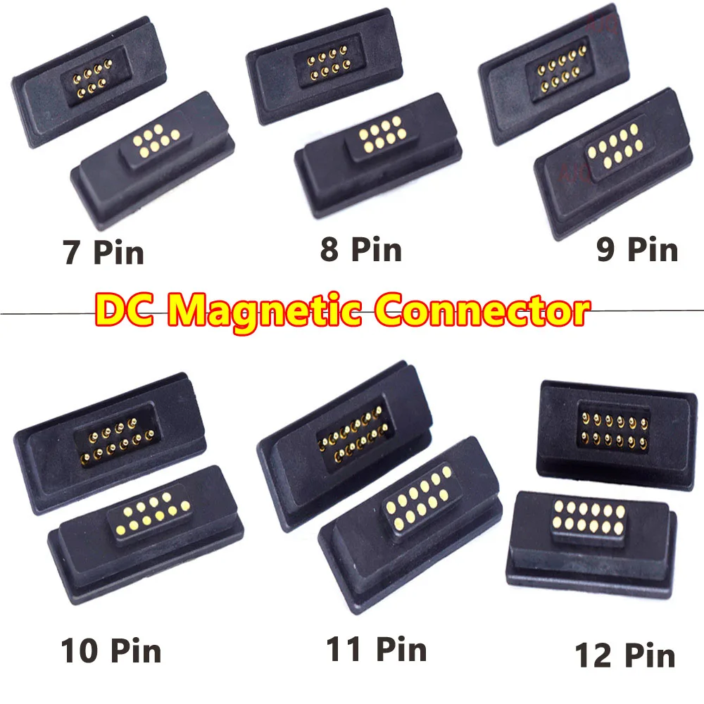 1 paar 2A 6Pin 7Pin 8Pin 9Pin 10Pin 11Pin 12Pin Wasserdichte Magnetische Pogo Pin Stecker Männlich Weiblich Frühling Geladen DC steckdose Image