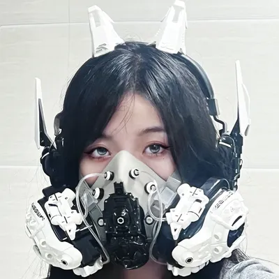 Punk Cyber Maske Handschuhe Headset Brille Hörner Cosplay Cyber Headset Masken techno logische Image