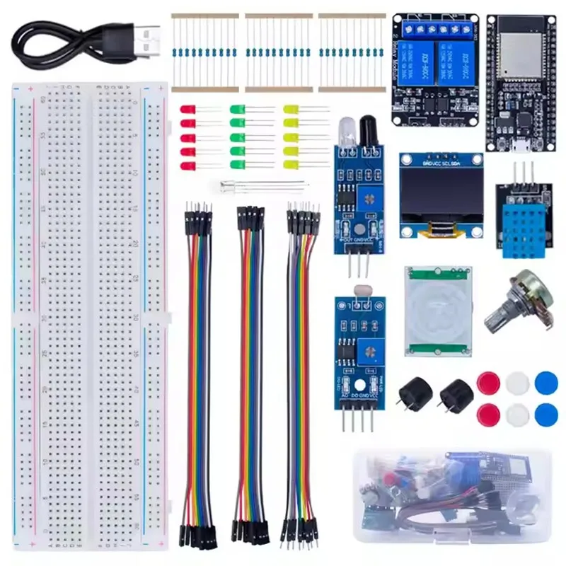 DIY Starter Kit für ESP32 ESP-32S WIFI mit Aufbewahrungsbox Lernen Basic Starter Kit 0,96 Zoll Oled Pir Bewegungssensor Image