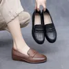 GKTINOO 2025 Retro Mom Schuhe Frauen Echtes Leder Große Größe Nicht-slip Casual Faulenzer frauen Weiche Casual Turnschuhe flache Schuhe