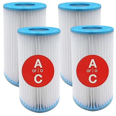 4 Pack Replacement Filter Cartridge Type A or C, Compatible with Pools, Easy Set Swimming Pool Type