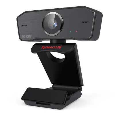 Redragon GW800 1080P PC Webcam with Built-in Dual Microphone, 360° Rotation - 2.0 USB Computer Web