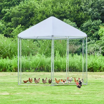 Large Metal Chicken Coop Hexagonal, Steel Wire Dipped Plastic Mesh , Ducks, Rabbits, Sheep And Birds