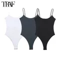 TRAF 2024 Body attillato sexy per donna Body senza schienale bianco nero Donna Tute intere per donna