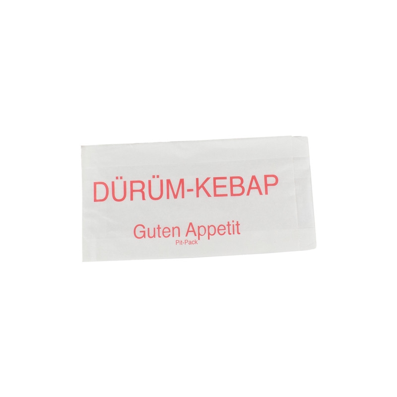 DayBays 7000 Stk. Bäckerfaltenbeutel 10+4x20 cm mit Druck "Dürüm Kebab" weiss gebleicht Natron Image