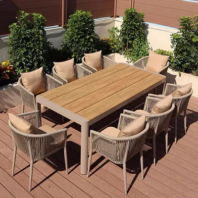 Rattan Garden Furniture Outdoor Sets European Pool Outdoor Furniture Sofa Sets Modern Dining Wooden