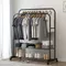 Heavy Metal Double Clothes Rail Hanging Rack Garment Display Stand Storage Shelf Rolling Closet