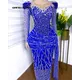 Royal Blue Aso Ebi Evening Dresses Long Sleeve Luxury Beaded Tassels African Mermaid Formal Gown For Wedding Party Customized