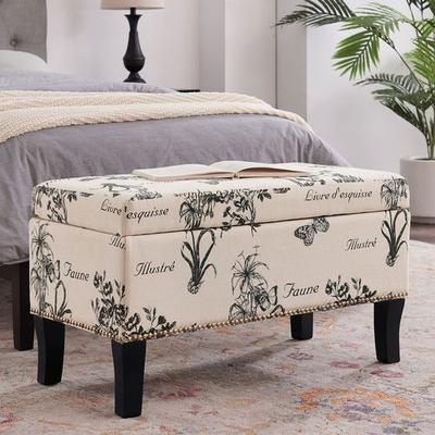 Botanical Storage Bench Cream , Cream