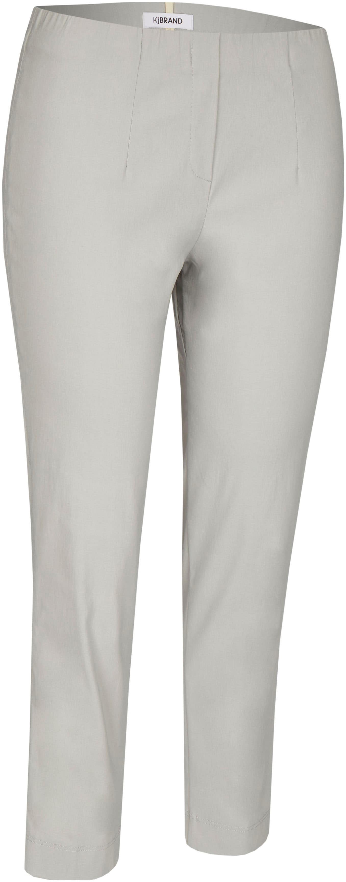 Stoffhose KJBRAND "Susie XS Ankle Bengaline", Damen, Gr. 54, N-Gr, silber (silberfarben, grau), Web, Obermaterial: 80% Viskose, 17% Polyamid, 3% Elasthan, skinny fit knöchellang, Hosen Stoffhose, Sommerhose mit Schlupfbund