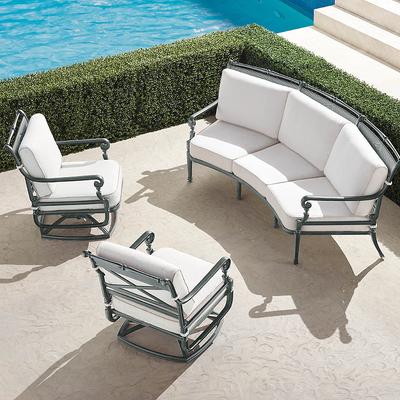 Carlisle 3-pc. Curved Sofa Set in Slate Aluminum - Quick Dry, Vista Boucle Air Blue - Frontgate