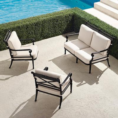 Carlisle 3-pc. Loveseat Set in Onyx Aluminum - Quick Dry, Air Blue - Frontgate